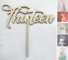 Thirteenth 13 Wooden Cake Topper