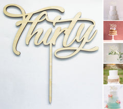 Thirtieth 30 Wooden Cake Topper