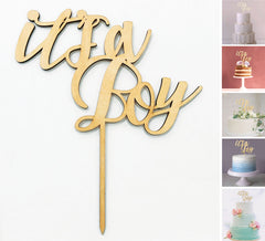 It's A Boy Wooden Cake Topper